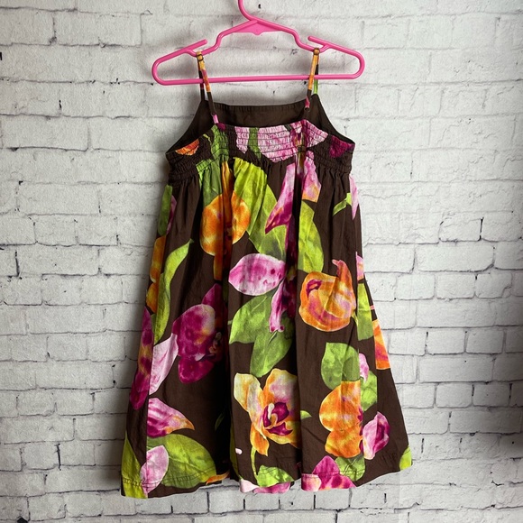 Gap kids size XS 4/5 brown orchid print maxi dress muumuu - Picture 2 of 5